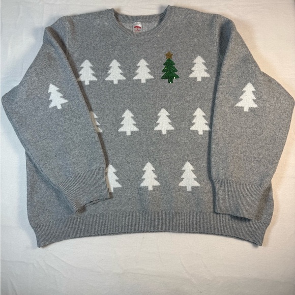 Holiday Time Grey Crew Neck Pullover Sweater with Christmas Tree's Size 3X - Picture 10 of 10